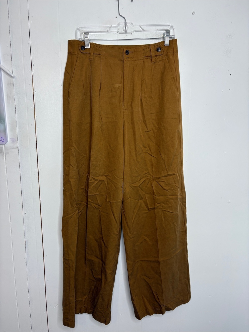 Madewell Pants Womens 6 Wide Leg Linen Blend Pleated High Rise Academia Coastal